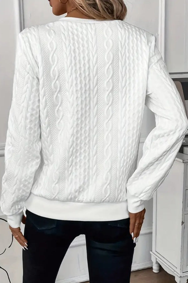 Color Long Sleeve Round Neck Zipper Sweatshirt
