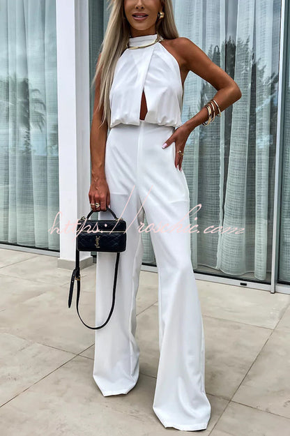 Fashionable Color Sleeveless Hollow Slim Fit Jumpsuit