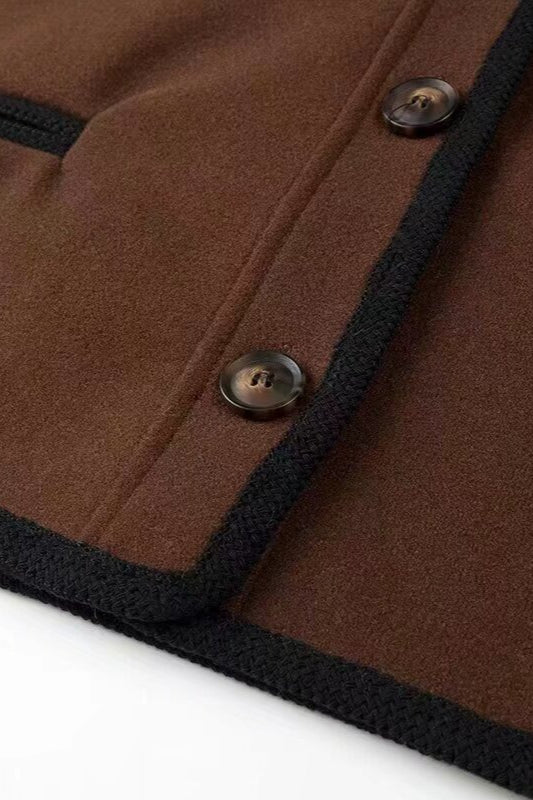Wool Blend Colorblock Coat