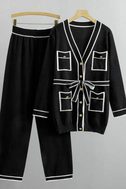 Color Contrast Two-piece Sweater Suit