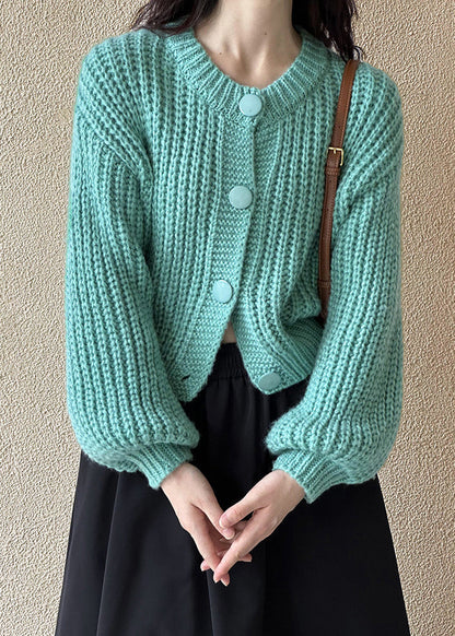 Simple Blue Button Cozy Cotton Knit Cardigan Long Sleeve Af1066