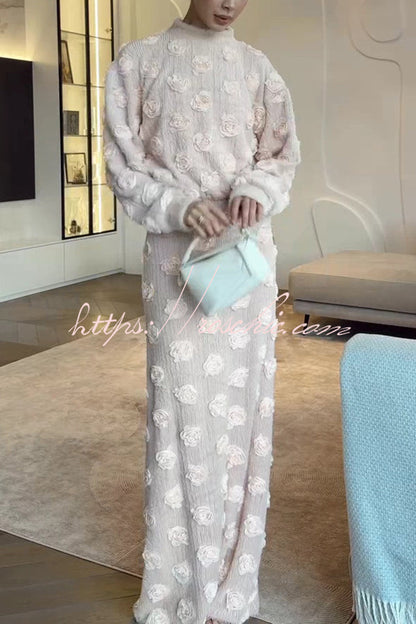 3d Decorated Stretch Holiday Maxi Skirt