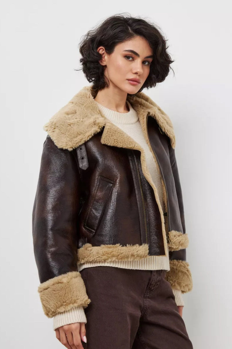 Faux Fur Collared Short Coat