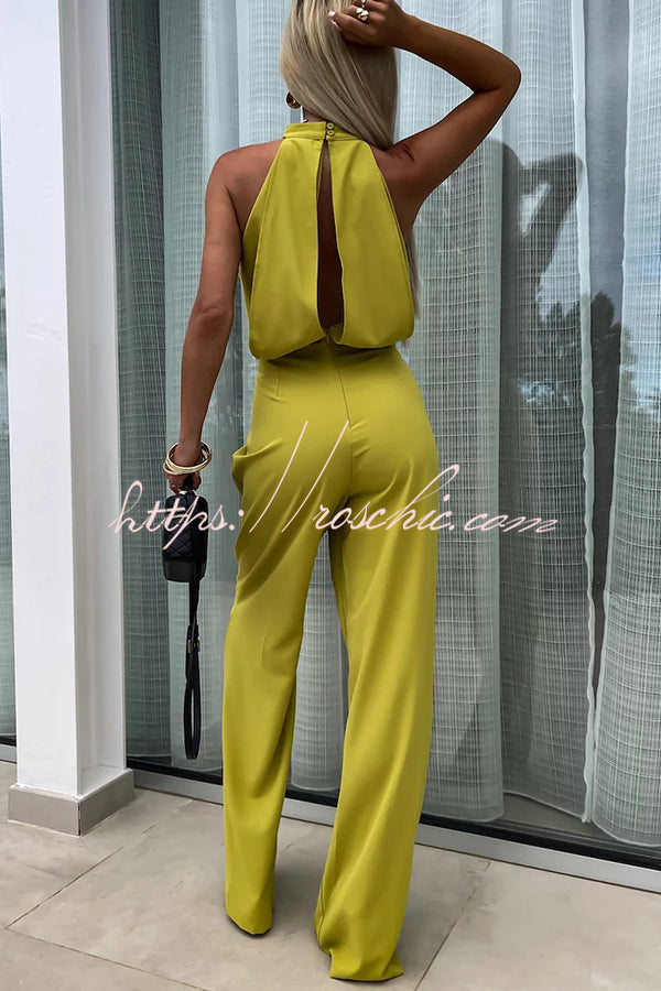 Fashionable Color Sleeveless Hollow Slim Fit Jumpsuit