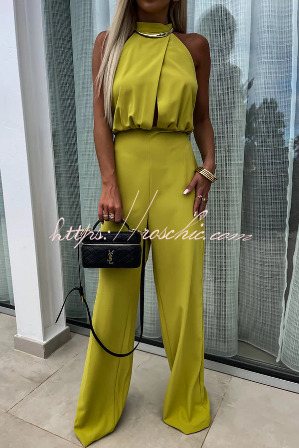 Fashionable Color Sleeveless Hollow Slim Fit Jumpsuit