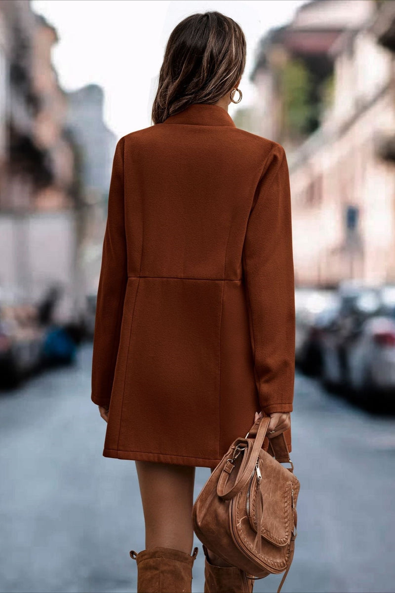 Brushed Wool Long Sleeve Coat