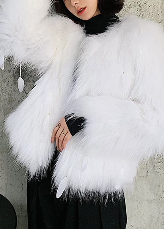 Italian Light Green Raccoon Hair Feather Tassel Coats Winter Wv011