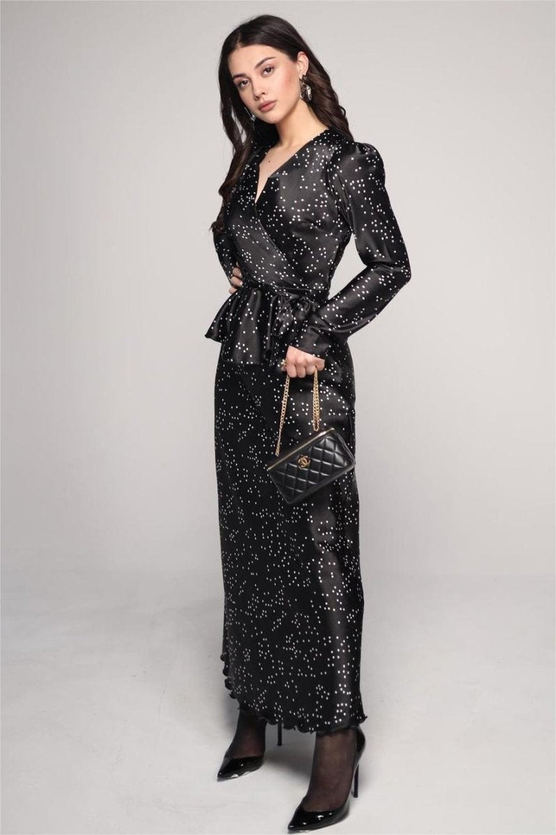 Eileen Wrap Lace-up Blouse & Maxi Skirt Set