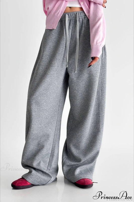 Elastic High-waist Drawstring Wide Pants