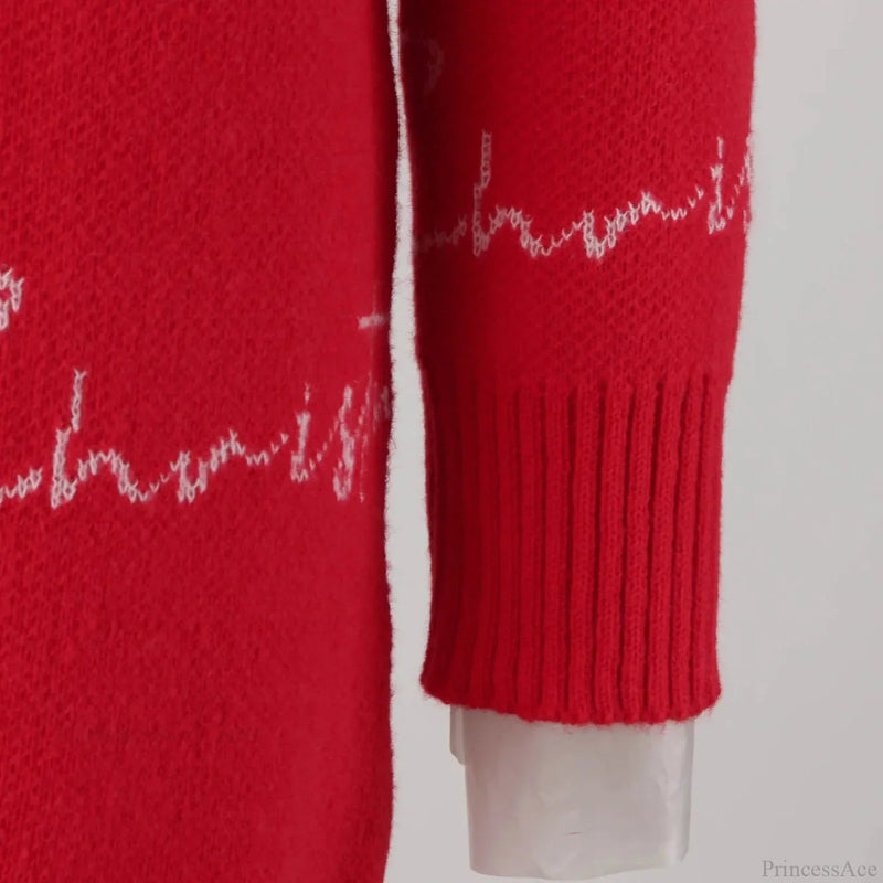 Full Sleeve O-neck Jacquard Dress Christmas Sweater