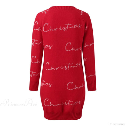 Full Sleeve O-neck Jacquard Dress Christmas Sweater