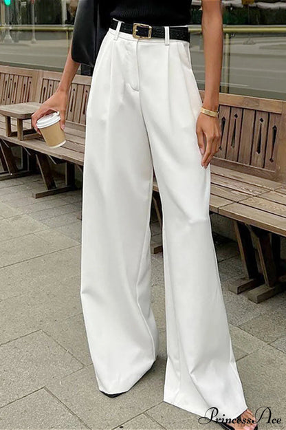 High Waist White Wide Leg Pants