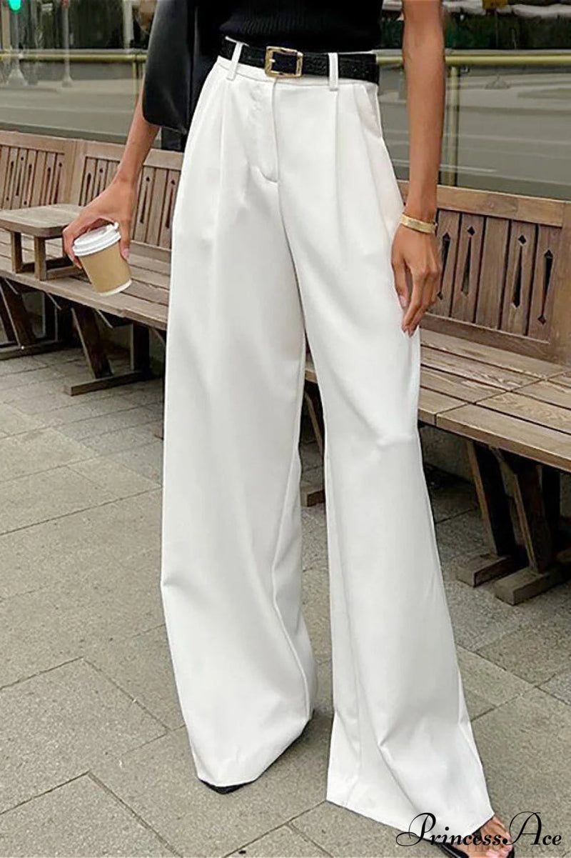 High Waist White Wide Leg Pants