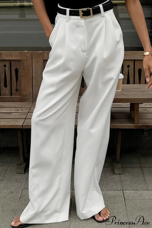 High Waist White Wide Leg Pants