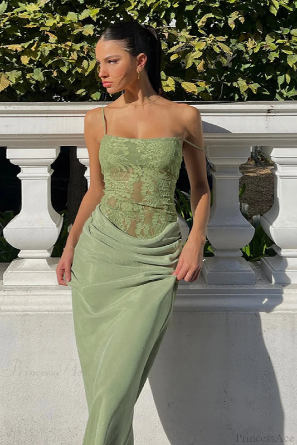 Lace Fitted Cami Maxi Dress