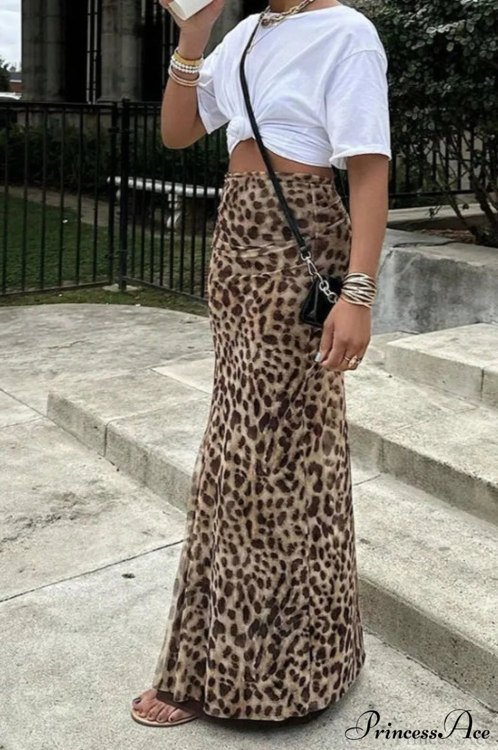 Leopard Print Slim A-line Skirt
