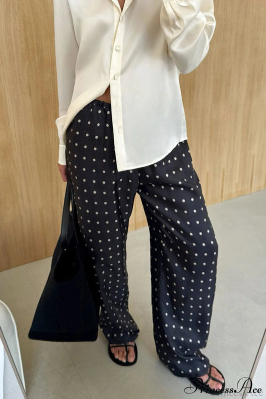 Polka Dot Straight Leg Pants