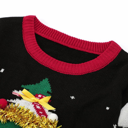 Red O-neck Loose Pullover New Year Christmas Sweater