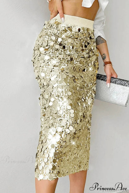 Sequin High-waist Bodycon Midi Skirt