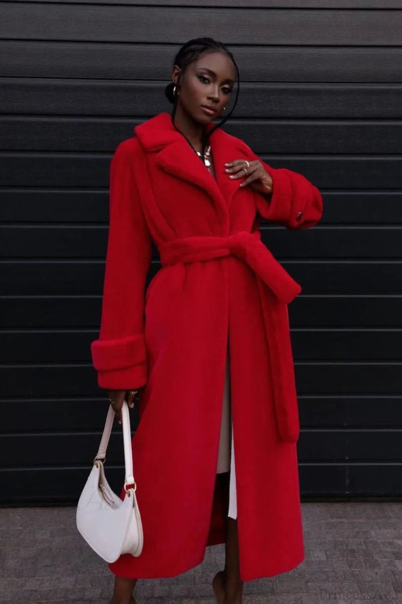 Thickened Plush Faux Fur Overcoat