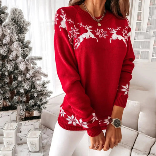 Elk Snowflake Christmas Sweater for Autumn Winter Wear