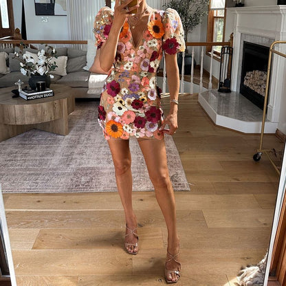 Hazel - Mini Dress With Puff Sleeves