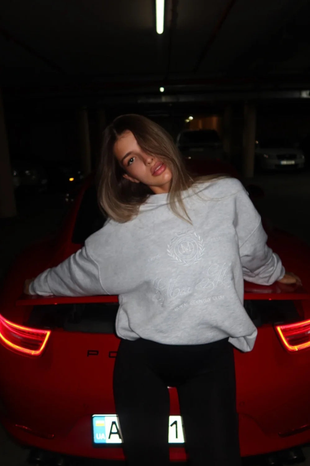 Embroidery Color Loose Versatile Crew Neck Sweatshirt