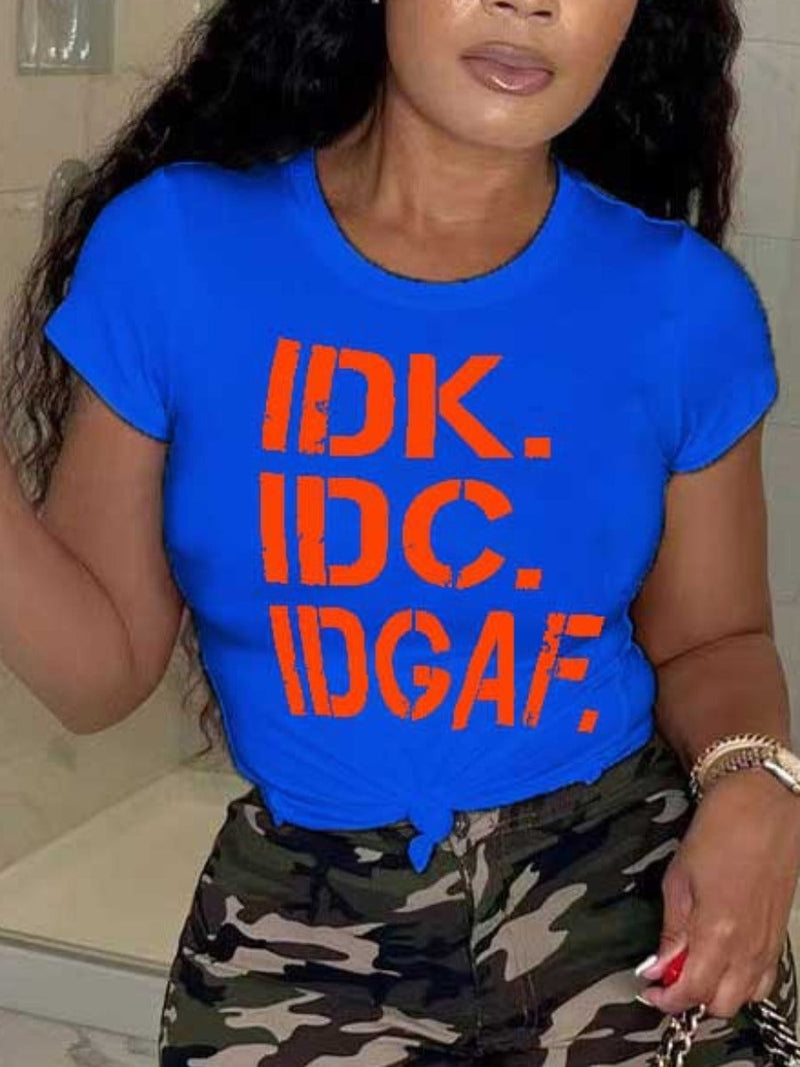 Round Neck Letter Print T-shirt Ar503