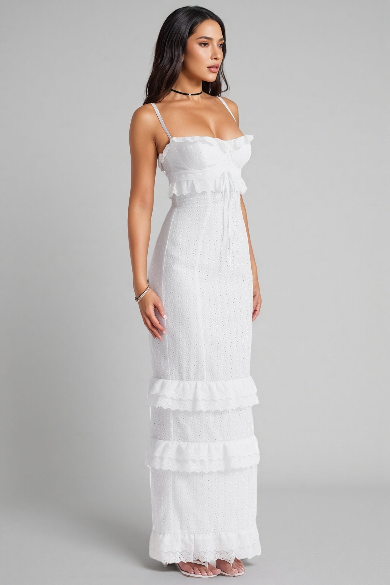 Imani Embroidered Sleeveless Midi Dress