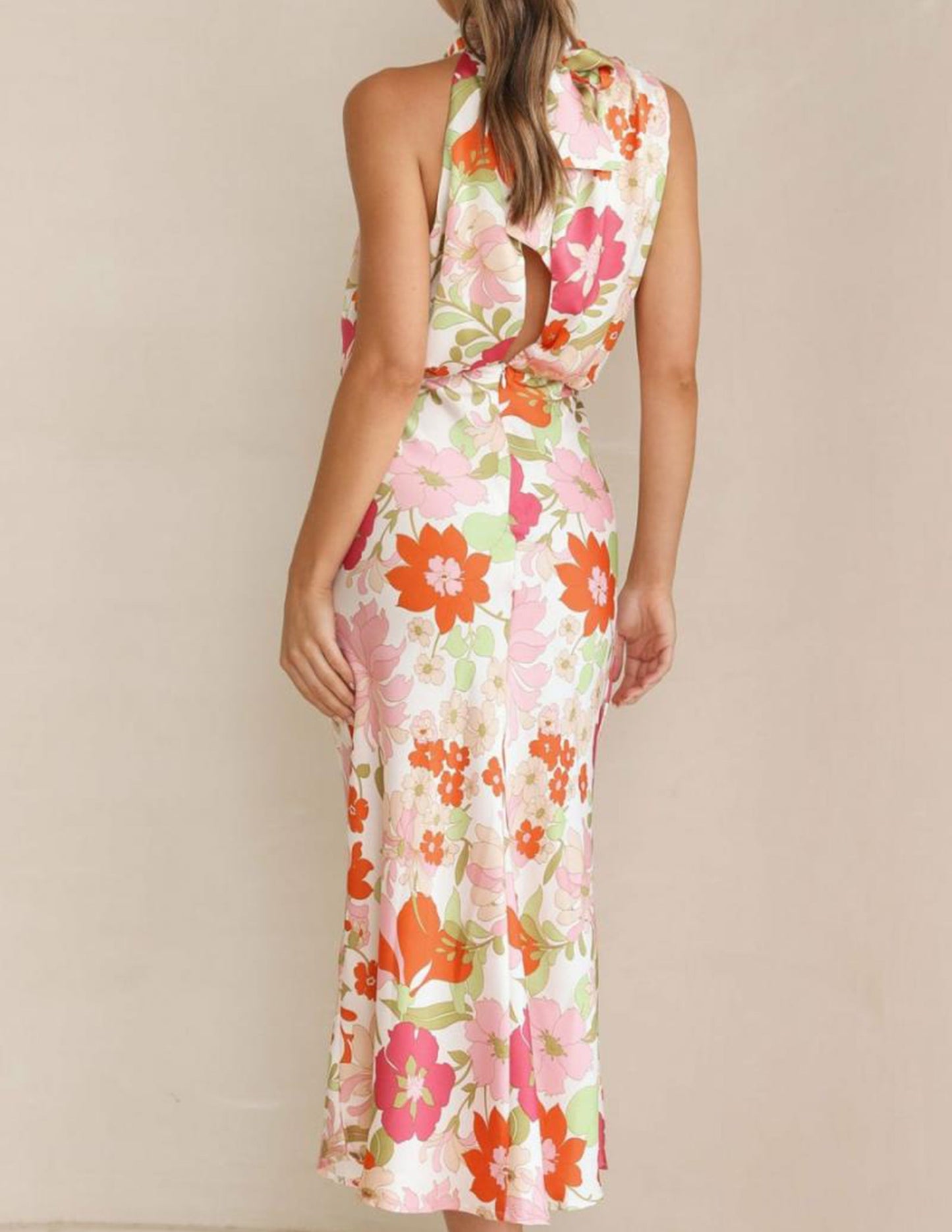 Halter Neck Elastic Waist Maxi Dress