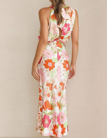 Halter Neck Elastic Waist Maxi Dress