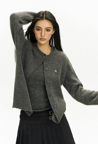Ribbed Trim Button-up Cardigan