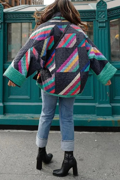 Printed Patchwork Cotton Cardigan Jacket