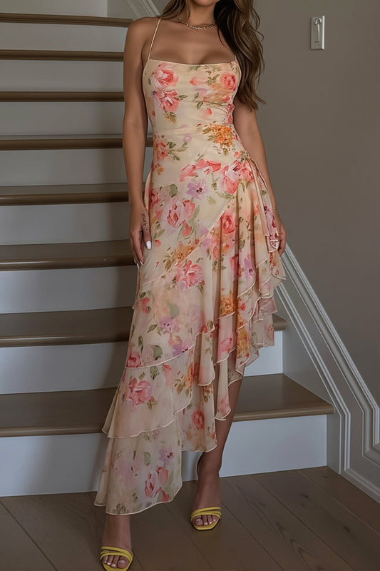 Irregular Hem Halter Maxi Dress