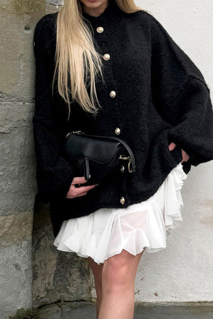 Color Retro Cardigan Bat Sleeve Sweater Cardigan