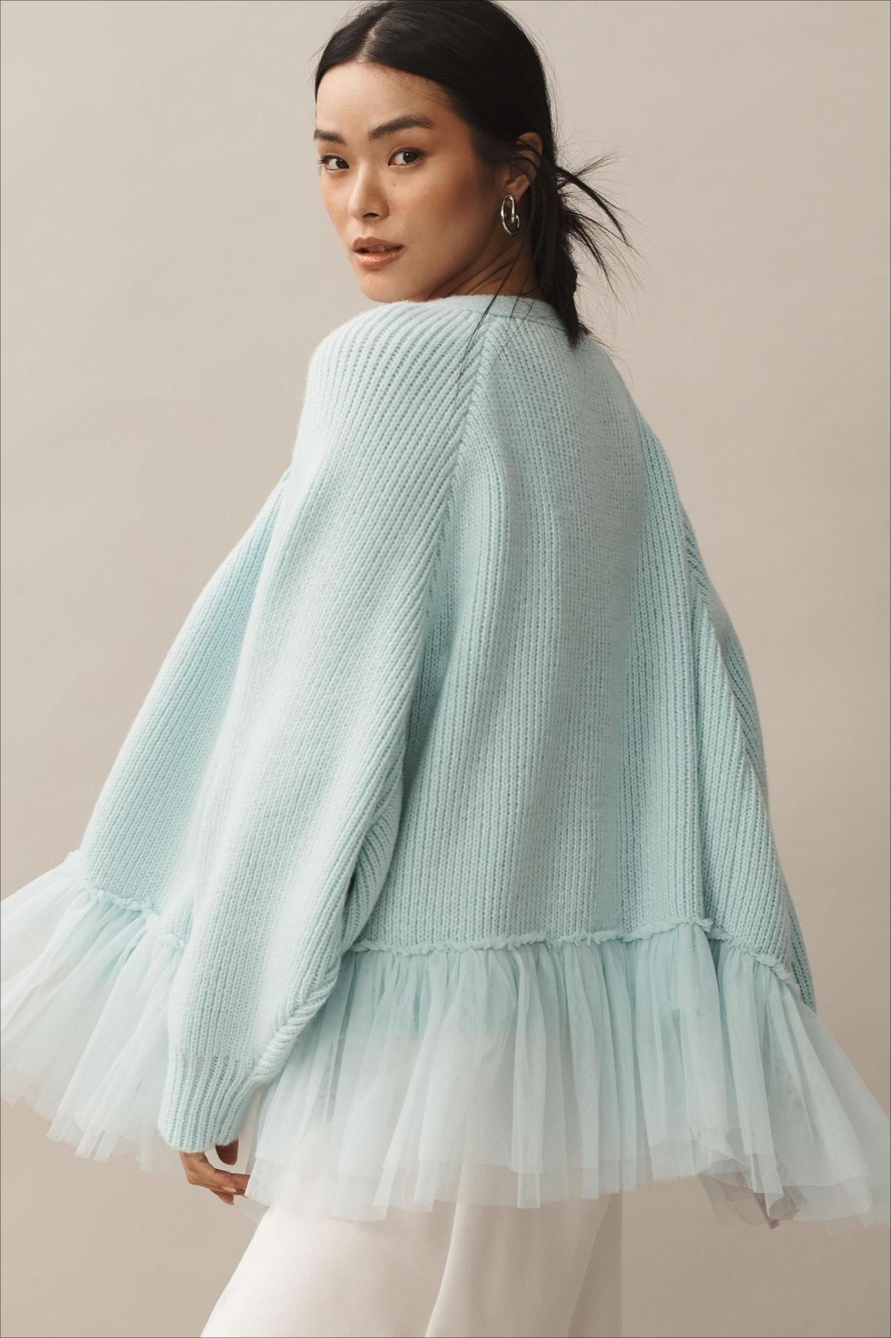 Sheer Ruffle Knit Cardigan