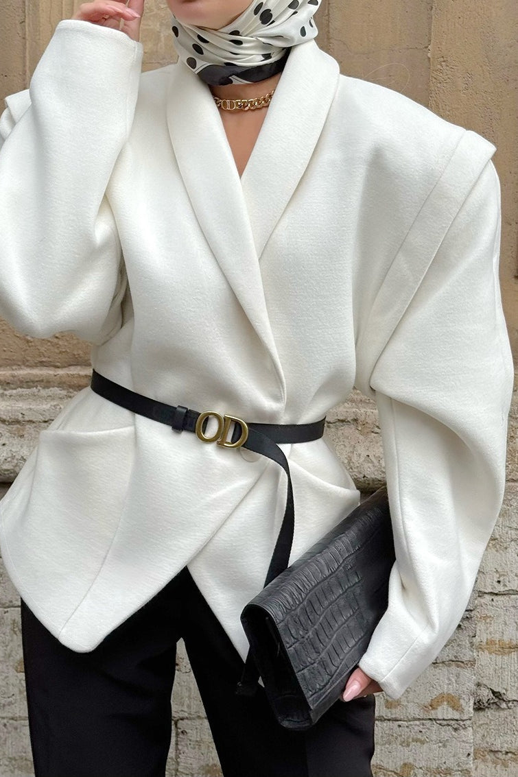 Wool Blend Belted Waist Coat