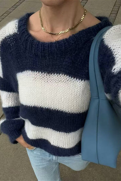 Striped Crewneck Stylish Sweater