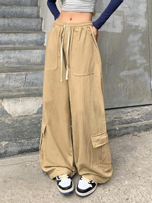 Drawstring Baggy Cargo Pants With Big Pockets