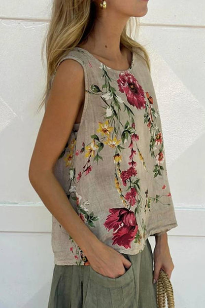 Printed Tank Top \u0026 Skirt Cotton Linen Two-piece Set