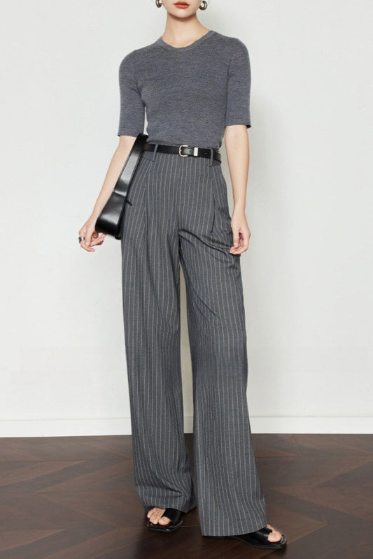 Pinstripe Wide-leg Pants