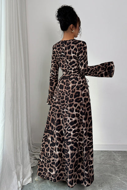 Leopard Long Sleeve Maxi Dress