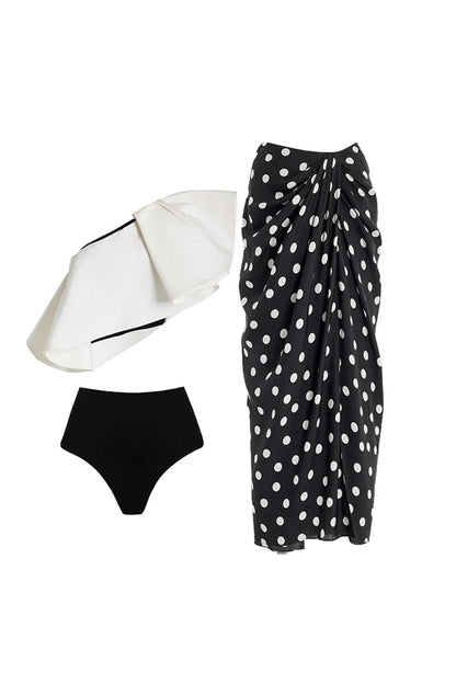 Bikini Set With Polka Dot Wrap Skirt