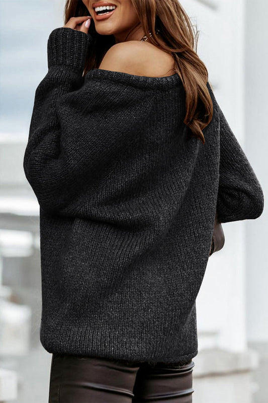 Ribbed Knitted Oversized Pullover Sweater