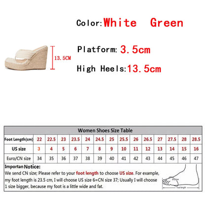 Liyke Green Corduroy Narrow Band 13.5cm Wedges Heels Slippers – Stylish Open Toe Platform Sandals for ’s Summer Dress Shoes