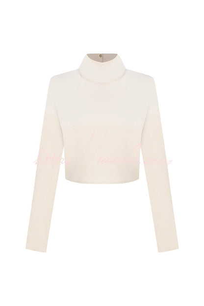 Leia High Neck Button Bell Sleeve Top and Cutout Waist Metal Pocketed Flare Pants Set