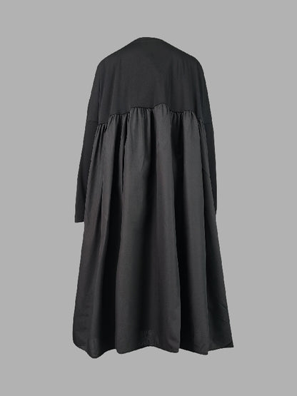 Simple Loose Black Split-joint Long Sleeves Midi Dress