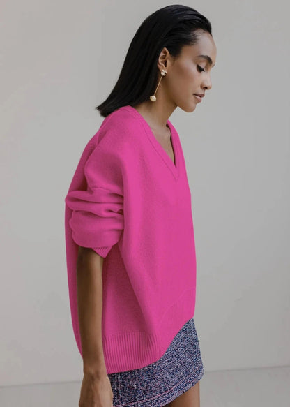 Cozy V-neck Loose Knit Sweater