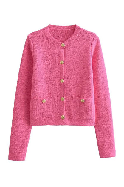 Golden Button Knit Cardigan