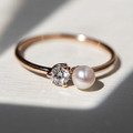 Gold & Pearl Zirconia Ring